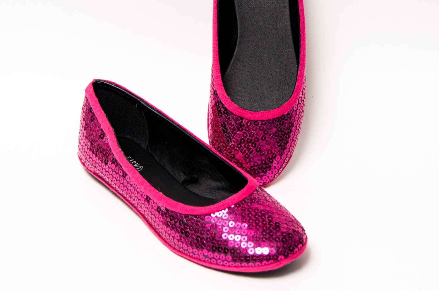 Sequin Fuchsia Hot Pink Slipper Ballet Flats Dress Shoes