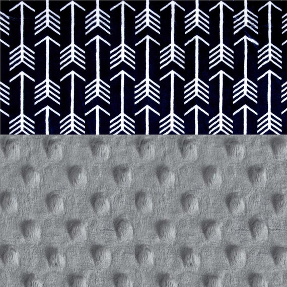 Arrow Blanket Lovey Personalized Baby Mini Blanket Boy - Baby Lovey Minky Blanket, Silver Gray Arrow Navy Blue Blanket // Baby Shower Gift