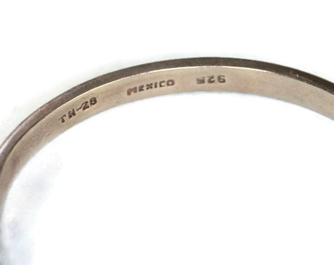 Modernist Taxco Bracelet Earrings Set Sterling Black Inlay Vintage
