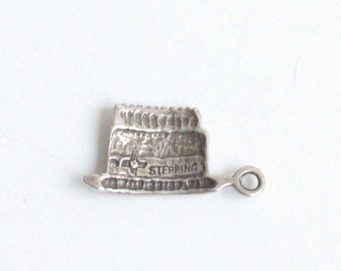 Sterling Birthday Cake Charm Happy Birthday Smaller Size Vintage