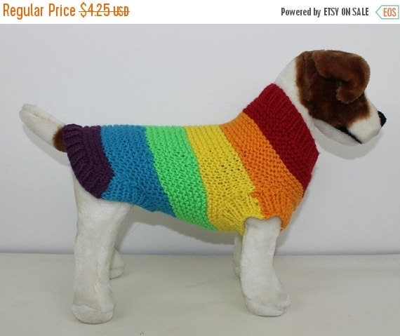 HALF PRICE SALE Chunky Spectrum Dog Coat by madmonkeyknits ...