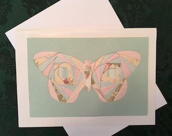 Butterfly, Note card 5" x 7", inside blank, hand crafted, Iris paper folding technique