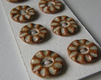 light brown/nutmeg handmade ceramic stoneware buttons