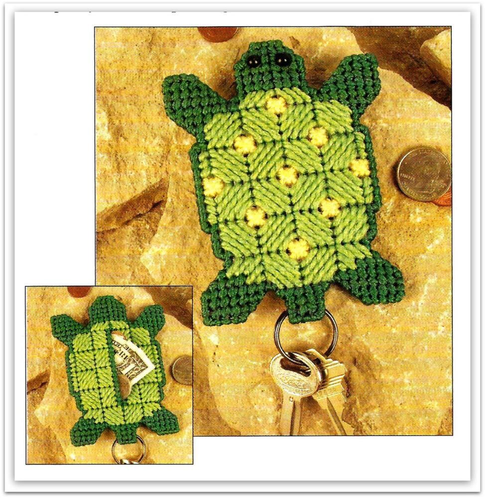Turtle Key Chain & Coin Holder Pattern Plastic Canvas
