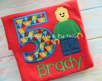 Legoman Birthday Shirt - Boys or Girls Lego Birthday Shirt