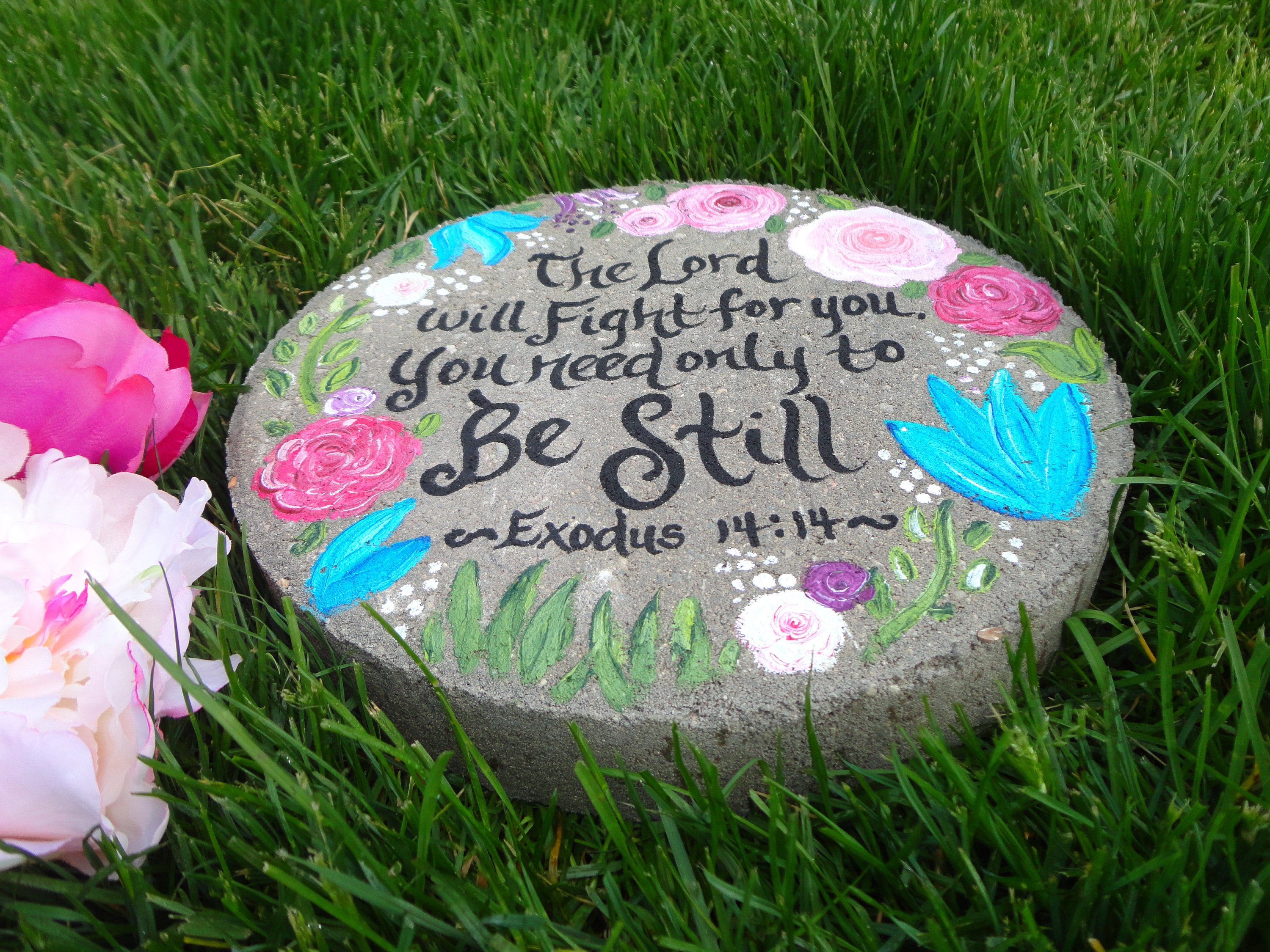 PERSONALIZED Bible Verse Stepping Stone HAND PAINTED Memorial