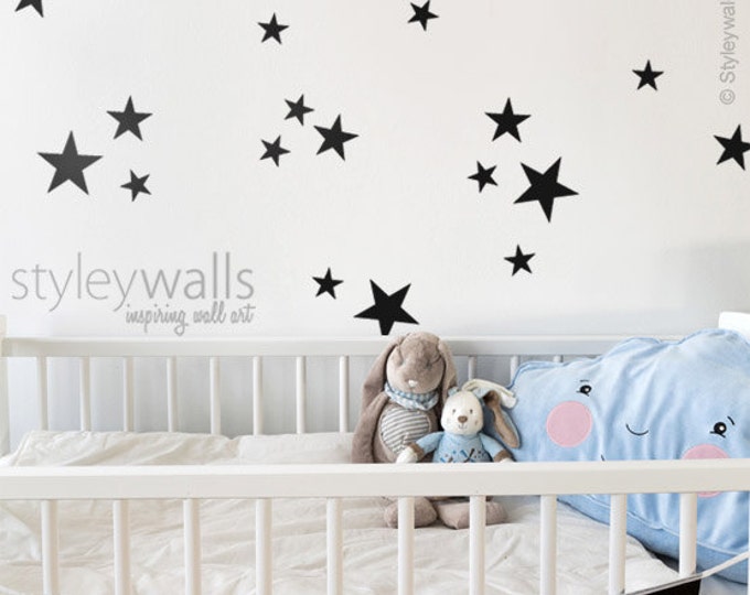 Stars Wall Decal, Stars Wall Sticker, Nursery Stars Wall Decor, Baby Room Wall Decal, Stars Wall Decor, Set of 50 Stars Wall Decals