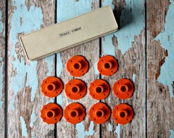 Vintage 1960s Sears Kenmore Sewing Machine Attachments – Orange Cams - Set of 10 - Original Box - Vintage Sewing - Sewing Enthusiast Gift