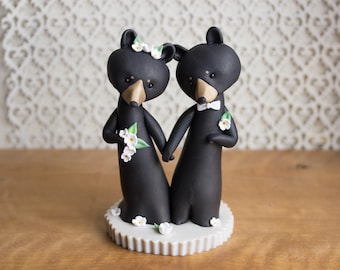 Black Bear Wedding Cake Topper by Bonjour Poupette
