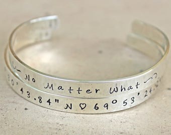 Personalize Custom Sterling Silver Cuff Bracelet, Wedding, Mother, Graduation, Open Back Bangle, Child's Name, Phrases, Scripture, Quotes