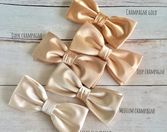 Champagne Satin Bow tie, Champagne Gold Bowtie, Dark Champagne BowTie, Wedding Bow Tie, Bow tie for Groom Groomsmen, Mens Bowtie, Kid Bowtie