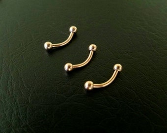 Rose Gold IP 16g 14g (1.2mm or 1.6mm) Curved Barbell Eyebrow Daith Septum Tragus VCH Helix Vertical Labret Snug Rook Jewelry 316lvm Steel