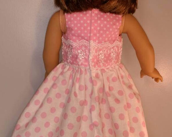Pink polka dot doll dress and headband fits 18 inch dolls summer set