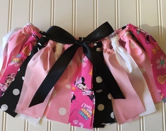 Minnie Mouse Skirt - Disney Minnie Mouse - Minnie Fabric Skirt - Little Girl Birthday Outfit - Baby Girl Disney Skirt - Disney Birthday