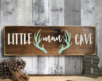 Little man cave, Woodland nursery decor, rustic nursery decor