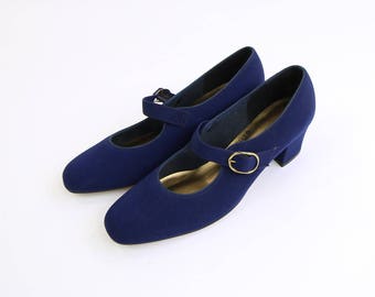 VINTAGE Mary Jane Heels Blue Size 6