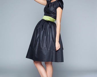 Black silk dress Little black dress Silk evening dress 1950s dress Black party dress Black evening dress LBD Made to order dress
