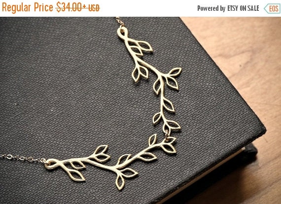 Silver or Gold Olive Branch Necklace V by SilverLotusDesigns