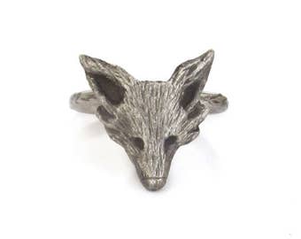 Sterling Silver Fox Ring, fox jewelry, statement ring, men, women, woodland rings