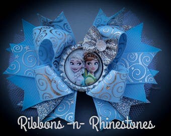 Frozen Bow, Frozen Birthday Bow, Frozen Party, Anna and Elsa Bow, Frozen Birthday Party, Frozen Hair Bow, Frozen Boutique Bow, Elsa Bow