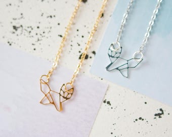 Fox Necklace, Fox Jewellery, Gold Fox Necklace, Silver Fox Necklace, Origami Fox Necklace, Fox Charm, Fox Gift, Geometric Fox Necklace