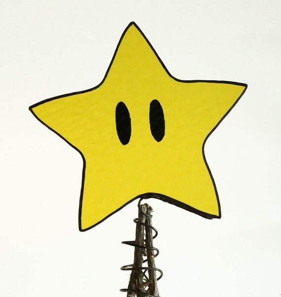 Super Mario Star Christmas Tree Topper Stained Glass Star