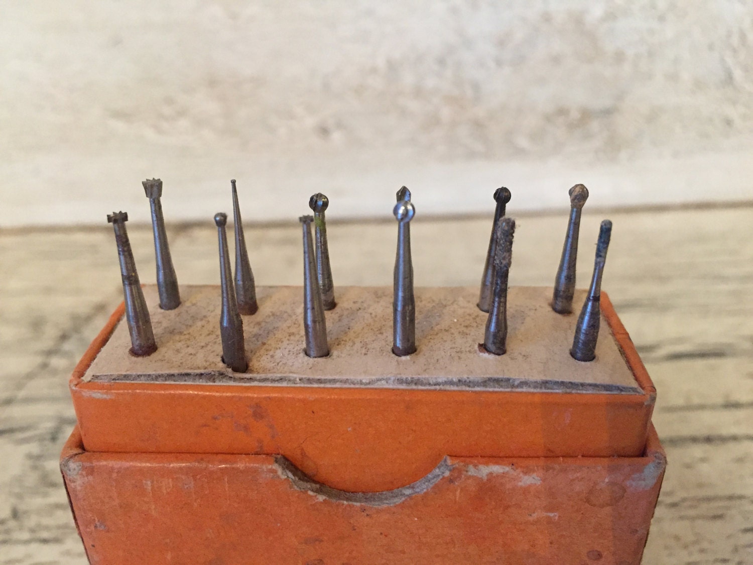 Vintage Specialty Drill Bit Lot Tiny Rotary Bits Burr Engraving