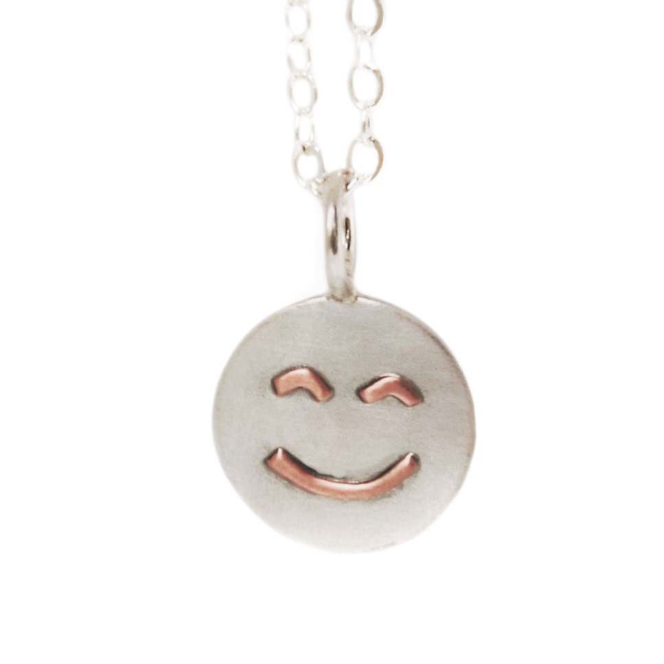 Sterling silver emoji necklace emoticon by TheSilverArtisan