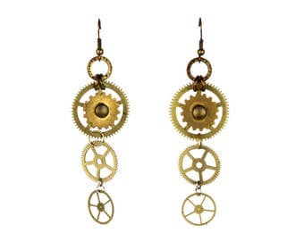 Golden Gears STEAMPUNK Earrings