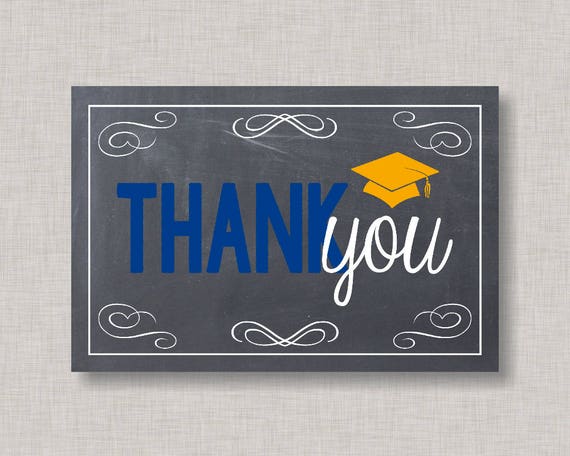 Graduation Thank You Card, Chalkboard Graduation Thank You Card, Printable Thank You Card, Graduation Cap, Graduation, Graduation Note Card Il_570xn