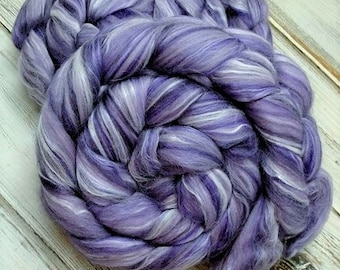 Purple Haze 4oz 50/35/15 Superfine Merino/Bamboo/Tussah Silk Spinning Fiber Felting Combed Top Roving