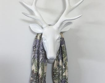 Infinity Scarf - Purple & Grey Butterfly Floral - Cotton Jersey Blend Knit