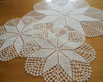3 Crocheted Doilies Crocheted Doily Ecru Vintage Doilys Doilies Lot F18