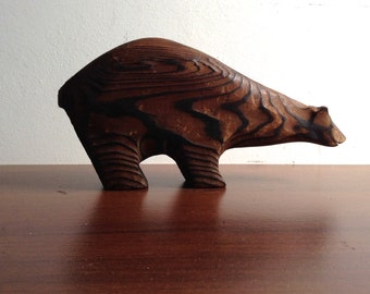 Wood Bear figure. Vintage Modernist. Mod, Mid century, Danish Modern, Eames, era.