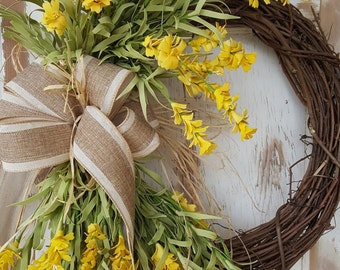 Front door wreaths, Summer wreaths, Home Decor wreaths, Wreath Great for All Year Round - Everyday Wreath, Door Wreath, Yellow floral Wreath