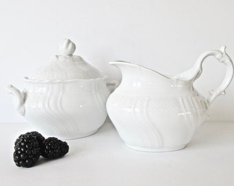 Richard Ginori Vecchio Large Creamer and Large Sugar Bowl - White Porcelain - Made in Italy