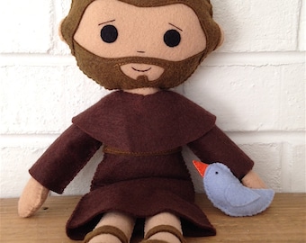 Catholic Doll - Saint Francis - Wool Felt Blend - Catholic Toy - Felt Doll