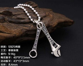925 Sterling Silver Pendant , Spanner Pendant / Charm / Finding