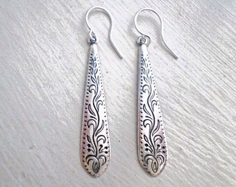 Antique Silver Earrings/Silver Boho Earrings/Boho Earrings/Etched Earrings/Bohemian Earrings/Dainty Earrings/Mothers Day Gift/Gift For Her