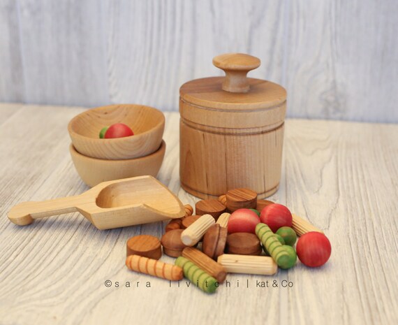Pasta in a bag set.  Play kitchen wooden food.