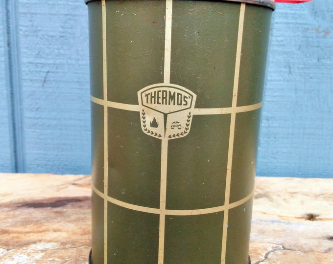 Vintage Plaid Thermos - Camping Thermos - Travel Thermos - Christmsas Decor