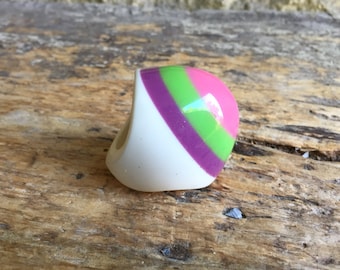 Vintage 90s Ring Plastic Ring Multicolor Ring Chubby Ring French Jewelry Ring Size