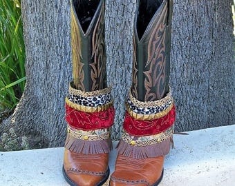Boot wraps, boot accessories, boot cuffs, boot bling, cowgirl boot straps, Free People style boot cuffs. Boot belts, spats, gypsy boots,