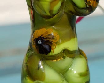 Reserved for Judy Glass Goddess Statue with silver bail - Lampwork Goddess Bead, Unusual Beads