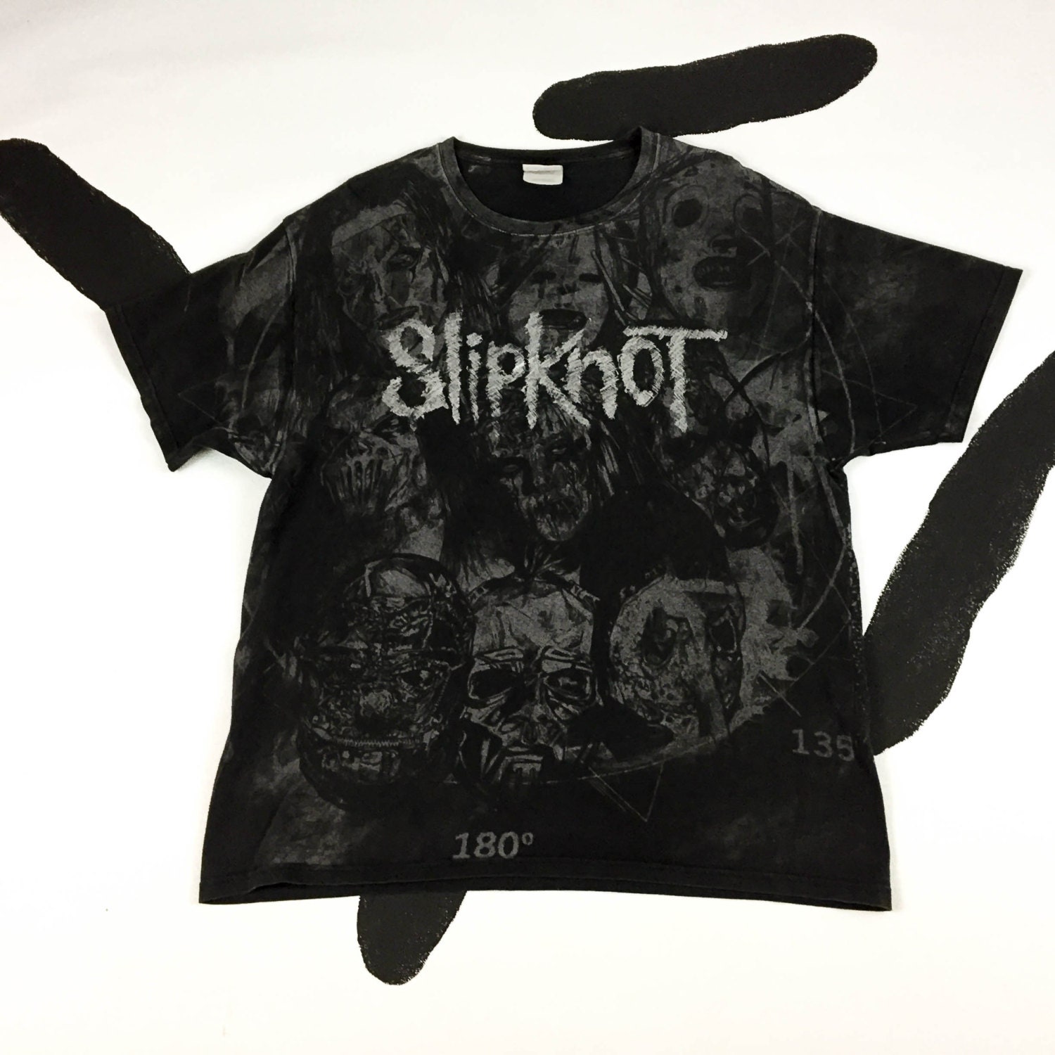 90s Slipknot T Shirt / XL / Grey Scale / Splatter / Drawing