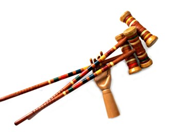 vintage croquet mallets ( 3 ) instant collection, outdoor lawn sports