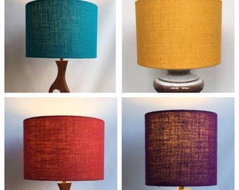 Hessian Drum Lampshade Lightshade Retro Lampshade 70s Style Lightshade Various Sizes