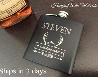 Personalized Flask Groomsmen Gift Box - Groomsmen Flask Set - Gifts for Groomsmen - Monogram Flask - Custom Flask Set for Groomsmen