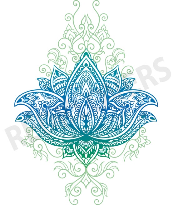 SVG DXF lotus flower bali Mandala boho yoga henna art Digital