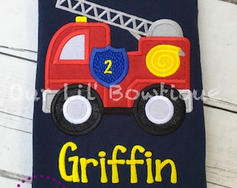 Firetruck Birthday Shirt - Firetruck Shirt - Firefighter Birthday Shirt - Firetruck Birthday - Birthday Shirt - Personalized Firetruck